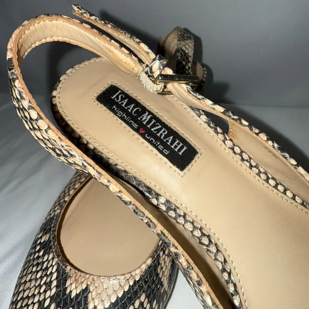 Isaac Mizrahi Elegant Snakeskin Slingback Heels Size 8.5 - Picture 9 of 12